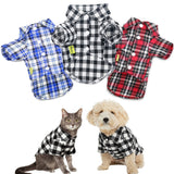 DroolingDog 3 Pack Plaid Dog Tee, Puppy Button Up Shirt, Polo T-Shirt, Breathable Summer Tee, Medium
