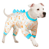 LovinPet Big Dog Jammies, Large Dog Pajamas, Anti Licking Shirt Lightweight Coral Peach Print, UV Protection Shirt, Easy to Wear Adorable Dog Onesie,Blue, Medium