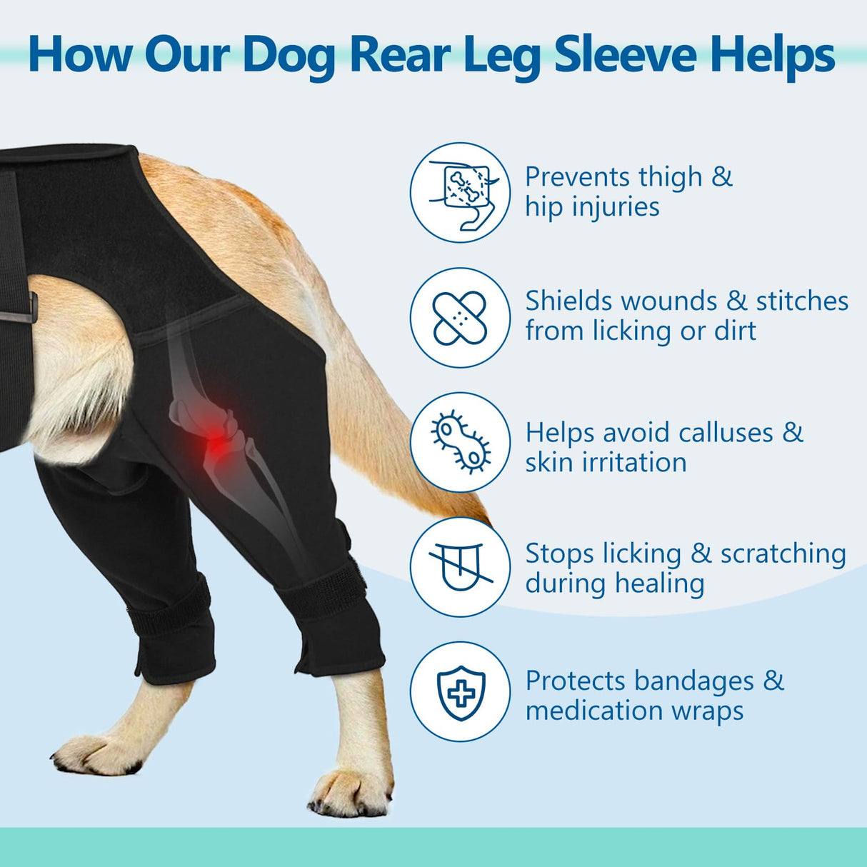 Pawfun Dog Rear Leg Sleeve to Stop Licking, Breathable Anti-Slip Recovery Sleeve Pants for Wound Protection After ACL/TPLO Surgery, Hot Spots, Lick Granulomas–Cone Alternative for Leg Healing,XL