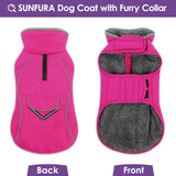 SUNFURA Dog Winter Coat, Medium Dog Coat Jacket with Fleece Lining for Cold Weather, Warm Puffer Jacket Turtleneck Snowsuit with Leash Hole for Jack Russel, Boston Terrier, Hot Pink M