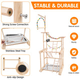 Chuiendi Bird Playground 4 Layer, Parrot Perch Stand Bird Play Stand for Parakeet Conure Cockatiel Lovebird Budgie, Parrot Playground with Feeder Cups, Ladder, Chain Toy, Swing and Detachable Tray