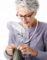 5X Magnifying Glass with 5.12in Diameter Magnifying Lens,Hands-Free Magnifying Glass for Reading, Adjustable Magnifier with Stand Neckwear for Seniors Low Vision When Sewing, Crafting, Reading (White)