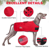 BEAUTYZOO Dog Winter Coat for Large Dogs Waterproof, Warm Reflective Great Dane Oxford Canvas Jacket, Fleece Dog Cold Weather Coats Windproof for Female Male Dogs, Red L