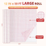 YRYM HT Clear Vinyl Transfer Paper Tape Roll-12 x 50 FT w/Alignment Grid Application Tape for Silhouette Cameo, Adhesive Vinyl for Decals, Signs, Windows, Stickers