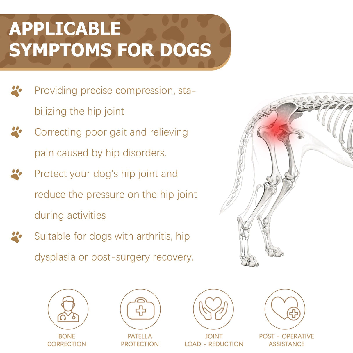 Yinchogee Dog Hip Brace for Hip Dysplasia, Adjustable Dog Hip Support Brace with Targeted Compression, Stabilizes Joints, Relieves Pain from Arthritis, XL