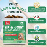 Hip and Joint Supplement for Dogs, Glucosamine Treats Chews with Chondroitin, MSM, Turmeric - Support Joint Pain Relief, Mobility, Reduce Occasional Discomfort, Fit All Ages and Breeds, 150 Soft Chew