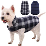 Kuoser Dog Winter Coat, Reversible Dog Jacket, Warm Doggie Coat British Style Puppy Cold Weather Vest, Windproof Pet Clothes Vest for Small Dogs, Blue S