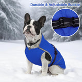 IDOMIK Dog Winter Jacket, Adjustable Waterproof Dog Warm Coat with Fleece Lining, Turtleneck Windproof Cold Weather Coats for Winter, Reflective Warm Snow Jacket for Chihuahua Yorkshire,Blue,XS
