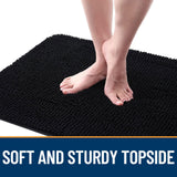 OLANLY Dog Door Mat Set 2-Piece 36x24, Absorbs Moisture and Dirt, Absorbent Non-Slip Washable Doormat, Quick Dry Chenille Mud Mat for Dogs, Entry Indoor Entryway Carpet for Inside Floor, Black
