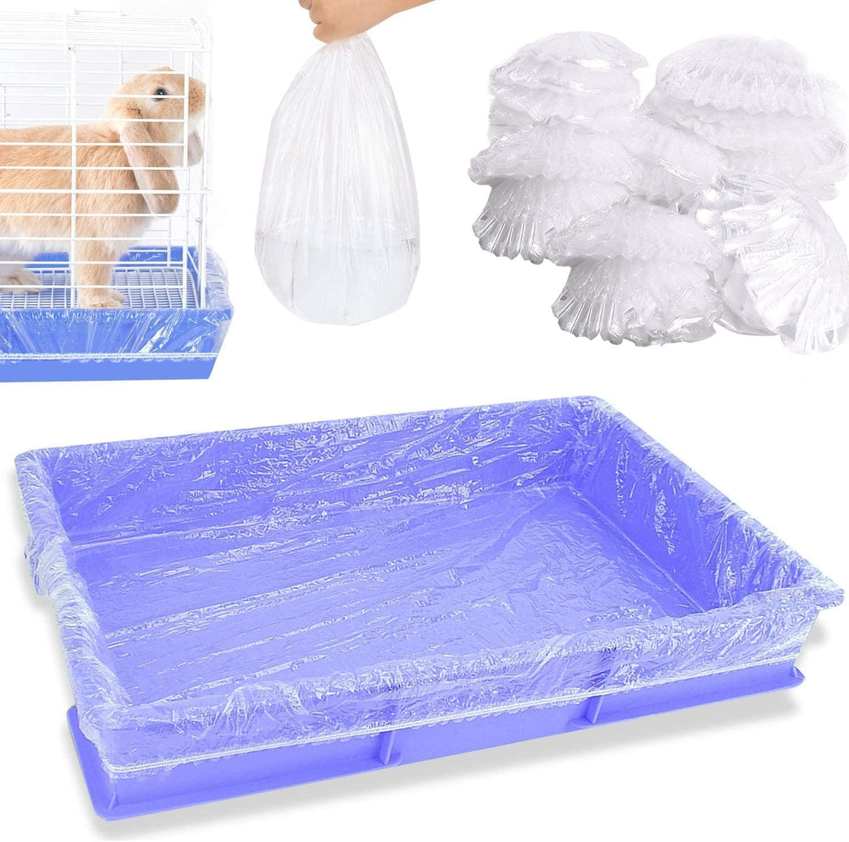 100 pcs Disposable Cage Liners, Clear Plastic Rabbit Cage Liner Bag, Universal Toilet Film for Bunny, Hamster, Totoro, Hedgehog, Guinea Pig and Small Animals (100pcs, 47in)
