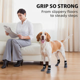 Purrzone 6 Pcs Non-Slip Dog Socks with Cute Bone Paw Grips Indoor Dog Socks for Hardwood Floors, Booties for Hot Pavement, Socks for Winter Snow, Paw Protector Socks (Modern Grey, Small)