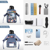 FINPAC Crutch Accessories Bag, Water-Resistant Storage Organizer Tote Bag with Drink Holder and Zipper Pouch for Crutches, Underarm Crutches Attachment (Blooming Hibiscus)