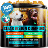 Eye Vitamins for Dog Eye Health & Tear Stains - Clear Vision Soft Chews for Dog Eye Care & Immune Support with Lutein, Lycopene, Vitamin C, Carrot, Fish Oil for All Breeds and Ages - 180ct