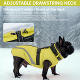 QBLEEV Large Dog Coat, Big Dog Winter Jacket for Large Dogs, XXX-Large Waterproof Cold Weather Snow Vest with Zip & Reflective, Windproof Built-in Harness Warm Fleece Snowsuit Clothes, Green, XXXL