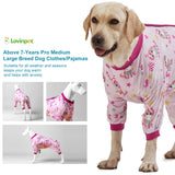 LovinPet Dog Onesies for Large Dogs, Lightweight Stretch Knit, Unicorn Rose Pink Print/Post Surgery Shirt/UV Protection, Pet Anxiety Relief, Wound Care for Large Dog Onesies/L
