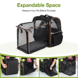 Lekebobor Large Cat Backpack Carrier Expandable Pet Carrier Backpack for Small Dogs Medium Cats Fit Up to 18 Lbs, Dog Backpack Carrier, Foldable Puppy Backpack Carrier for Travel, Black
