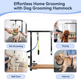 ZONEXCHIC Dog Grooming Arm with Pet Grooming Hammock, 27”-42” Adjustable Grooming Stand with No Sit Haunch Holders and Loop Noose, Grooming Restraint for Small and Medium at Home or Salon