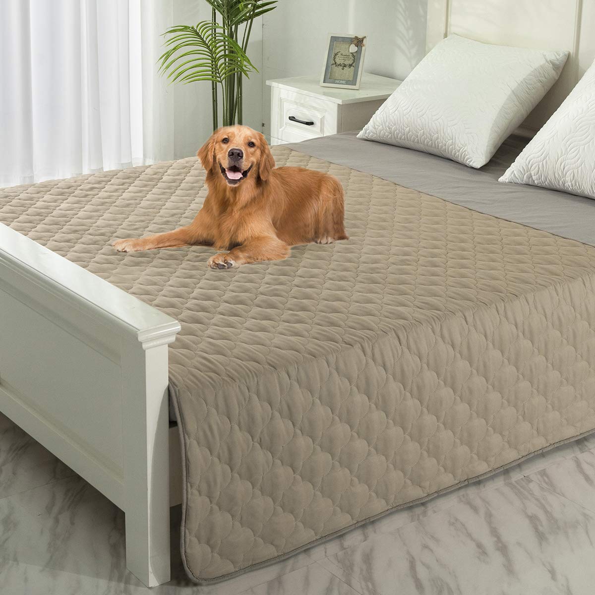 SPXTEX Dog Bed Cover Washable Pee Pads Dog Blankets for Puppy Large Dog Cat,Sofa Reversible Changing Pad Reusable 1 Piece（82"x82",Beige+Sand+Sand）