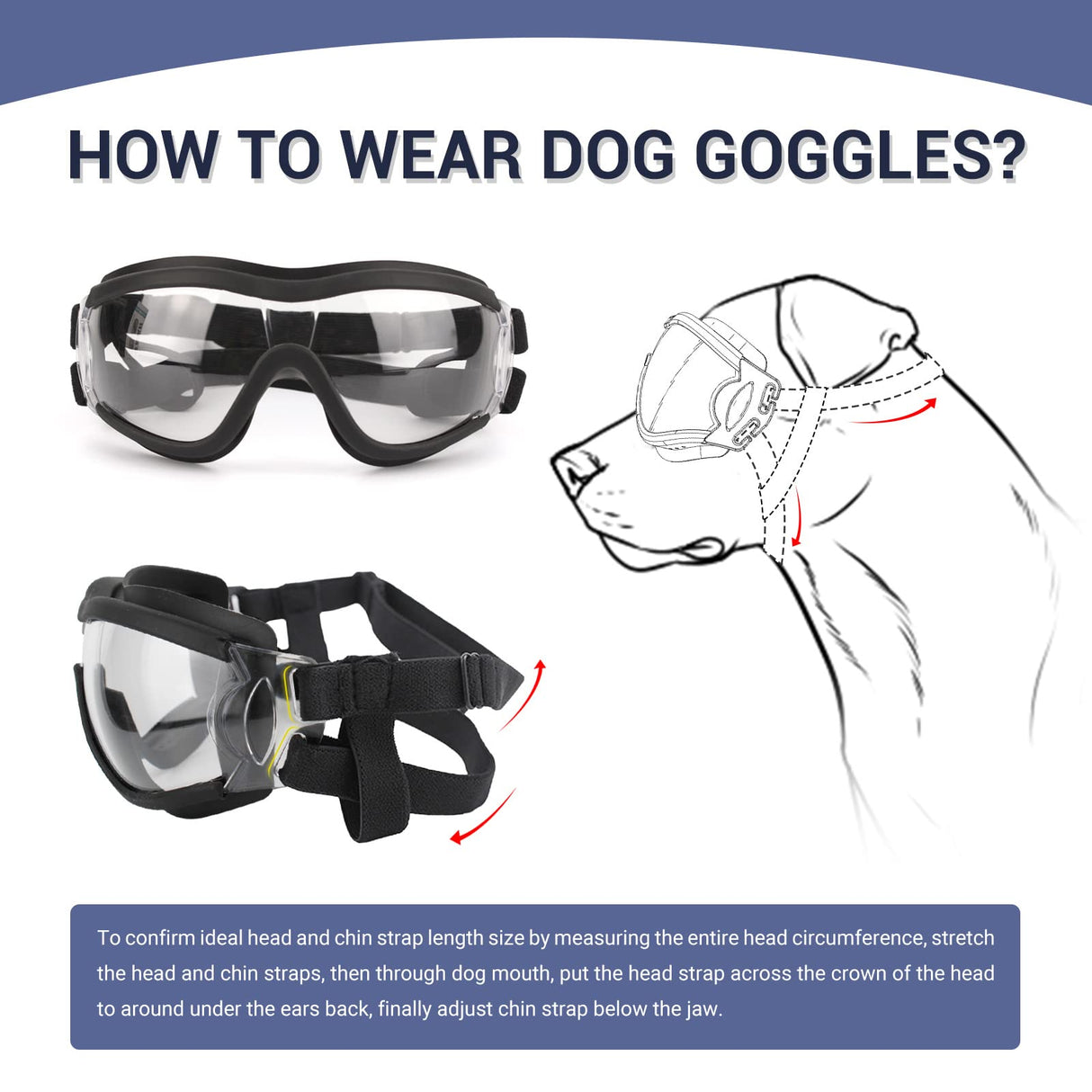 Billionchains Pack of 2 Dog Goggles Dog Sunglasses for Medium to Large Breed Anti-UV Eye Protection with Adjustable Straps- Silver & Transparent