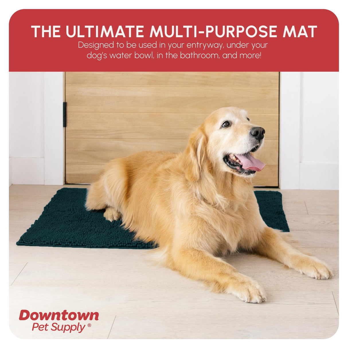 My Doggy Place Dog Mud Mat, 36" x 26" Teal – Thick Microfiber Entry Rug for Snow, Mud & Salt – Absorbent, Quick-Dry, Washer-Safe & Non-Slip, Large