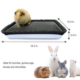DOZZOPET Guinea Pigs Litter Box with Stainless Steel Grid & 2 Reusable Waterproof Liners, Small Animal Potty Tray for Dwarf Rabbit,Ferret,Chinchilla