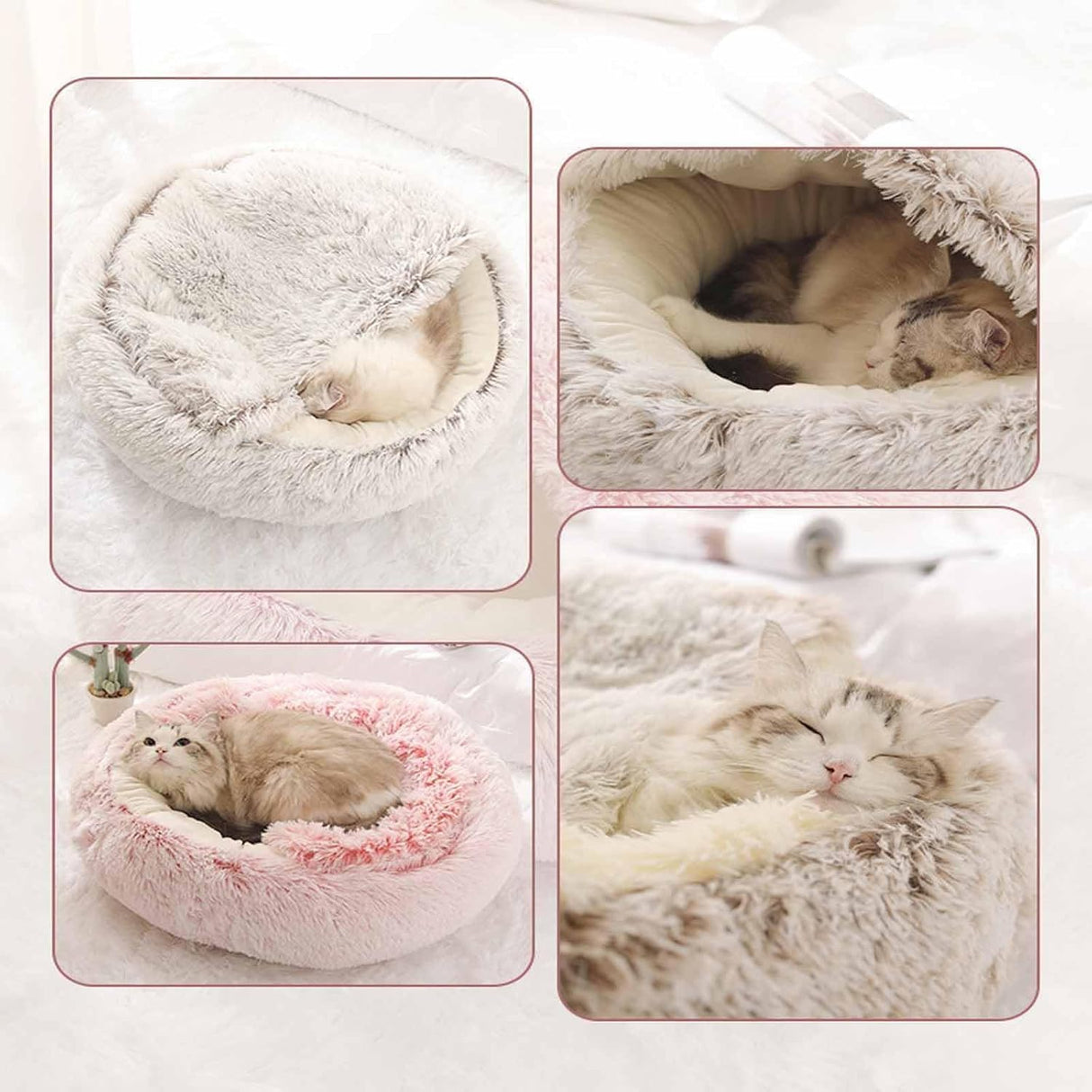 Cozy Cocoon Pet Bed for Dogs,Dog Bed with Hood,Small Dog Bed with Cover Cave,Cozy Cave Pet Beds for Small Medium Large (Coffee, Small)