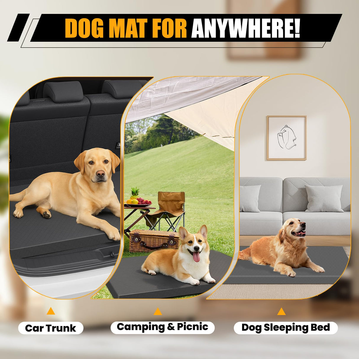ESCRODOI Car Dog Bed for Trunk, Non-Slip SUV Cargo Liner for Dogs, Travel Pet Mat Cushion with Supportive Foam, Removable Cover for Easy Cleaning, Suitable for SUV&Truck