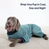 IECOii Ultra Soft Dog Pajamas, 4-Way Stretch Dog Onsie Pajamas for Small Dogs, Striped Long Sleeve Pjs Warm Pet Sleepwear for Cool to Cold Weather, Anti-shedding Full Coverage Thermal Doggy Jammies, M