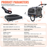 VEVOR Dog Bike Trailer, Supports up to 88 lbs, 2-in-1 Pet Stroller Cart Bicycle Carrier, Easy Folding Cart Frame with Quick Release Wheels, Universal Bicycle Coupler, Reflectors, Flag, Black/Gray