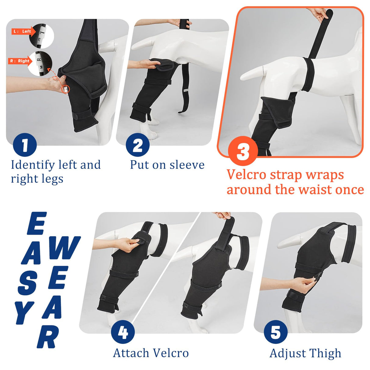 Joypig Dog Rear Leg Sleeve to Stop Licking: Soft Recovery Wrap for Hind/Back Leg Wounds, TPLO ACL Surgery, Surgical Sleeve for Small Medium Large Dogs, Cone Alternative (Left-XS,Glossy Black)