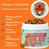 Dog Allergy Relief Chews – Anti-Itch Skin & Coat with Probiotics, Omega 3 & Colostrum – Itchy Skin, Paw Licking & Seasonal Allergies Support – Salmon Flavor – 100 Soft Chews