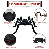 3 Pcs Giant Spiders Halloween Decorations, Scary Large Spiders Outdoor Halloween Decorations Indoor Decorations