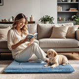 Vetasac Dog Bed Mat, Crate Pad Reversible,Soft Kennel Pad, Washable Dog Crate Mat (Cool and Warm),Pet Sleeping Mattress for Small Medium Dogs XB009 (42''x28'',Blue)