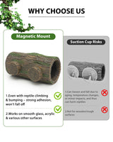 Magnetic Crested Gecko Hide - Resin Hollow Log Cave, Reptile Hide Cave, Reptile & Amphibian Habitat Hideouts, Aquariums & Terrariums Decor
