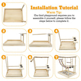 Hamiledyi Bird Playground Parrots Wood Perch Stand Cockatiel Playground Bird Play Gym Colours Climb Ladders Swing Chewing Toys with Parakeet Feeding Cups Exercise Activity Center for Lovebirds Conure