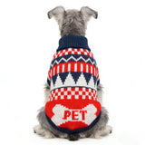 Small Dog Cold Weather Sweaters – Warm Knit Turtlenecks, Cozy Pet Pullovers Dog Clothes with Leash Hole for Chihuahua Bulldog Pug Beagles (Red/Navy, X-Large)