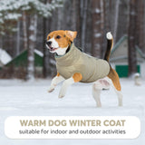 IDOMIK Warm Dog Coat with Harness, Waterproof Reflective Dog Jackets for Small Medium Large Dogs, Fleece High Collar Winter Jacket with Zipper, Pet Winter Snowsuit Clothes for Cold Weather,Khaki XL