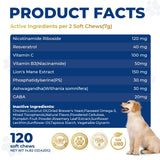 Nicotinamide Adenine Dinucleotide Precursor & Senior Dog Supplement,Dog Cognitive & Calming Chews,Dogs Vitamin Supplement,Supports Dogs Anti-Aging,Cognitive Health & Anxiety Relief,Promotes Relaxation