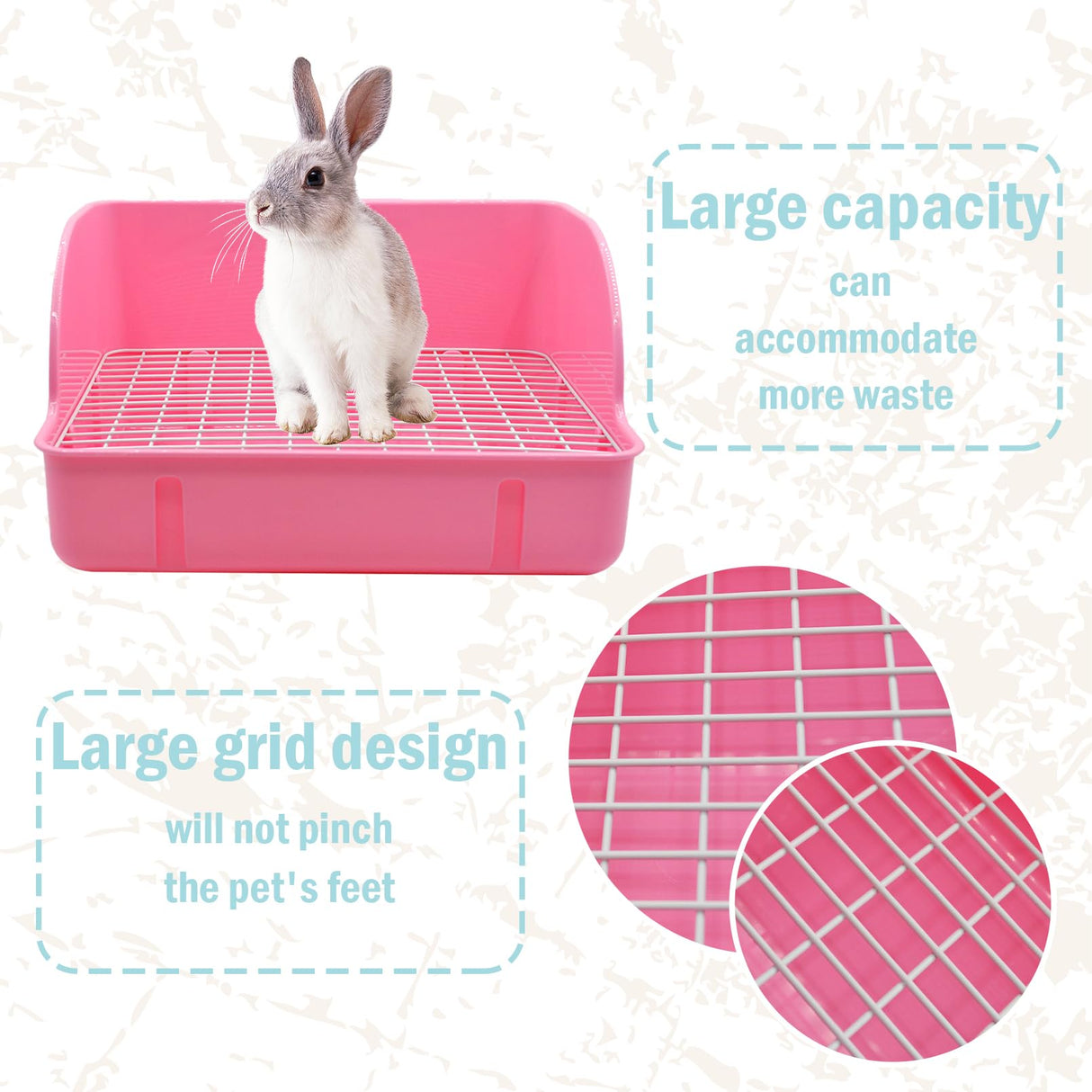 MUYG 12Pcs Rabbit Litter Box for Cage, Bunny Potty Trainer Corner Guinea Pig Plastic Square Grate Toilet Pet Bedding Litter Box for Small Animal Ferret Hamster Hedgehog (Pink)
