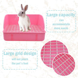 MUYG 12Pcs Rabbit Litter Box for Cage, Bunny Potty Trainer Corner Guinea Pig Plastic Square Grate Toilet Pet Bedding Litter Box for Small Animal Ferret Hamster Hedgehog (Pink)