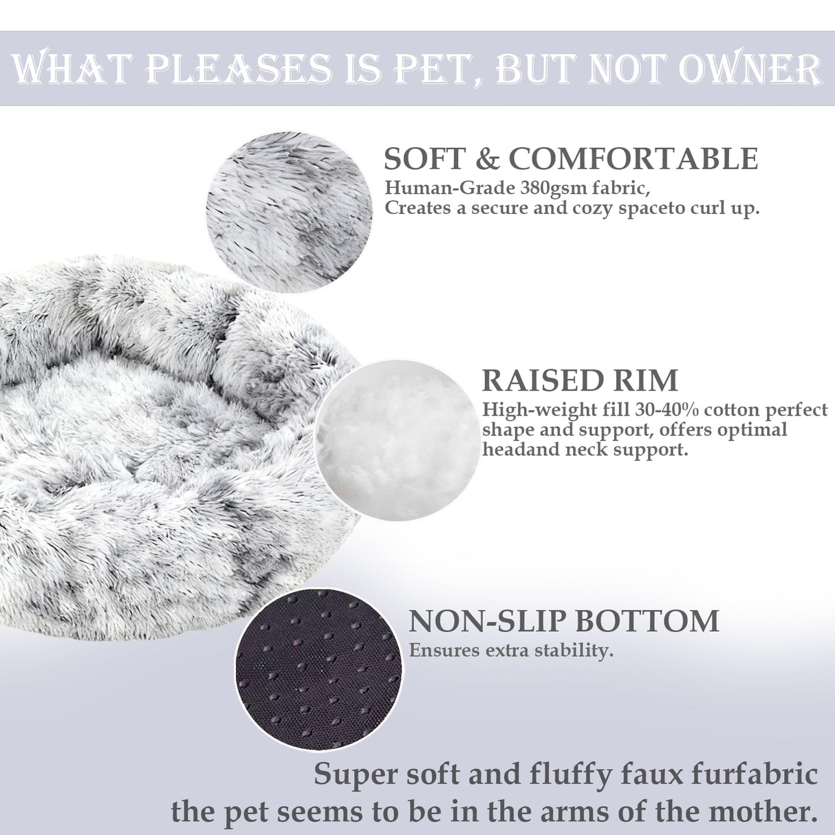 Washable Dog & Cat Bed for Ultra Large Small Medium Size Pet, Calming Donut Round Cute Warming Mat House Supply Indoor, 8 Sized Deal Necessity Essential Furniture for Boy Girl Puppy Kitten kitty
