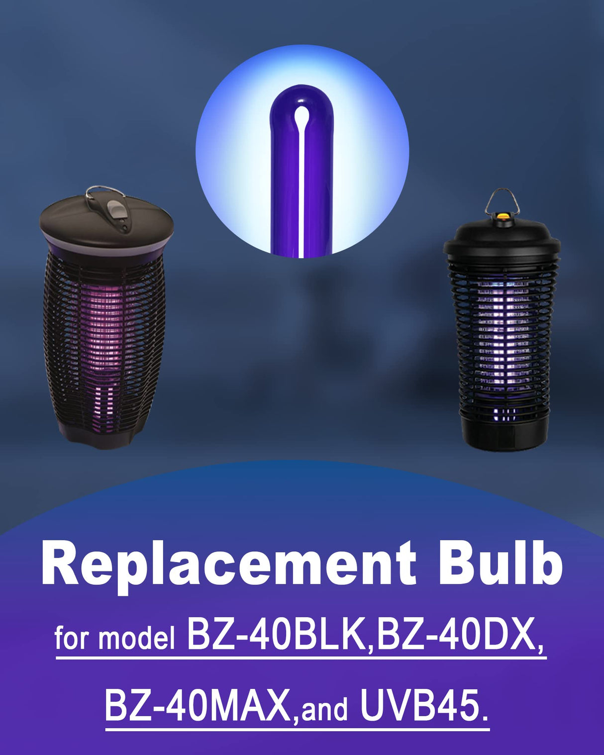 Shootingstar BB-40blk 40W Black Light Replacement Bulb for Black Flag Bug Zapper Model BZ-40DX, BZ-40MAX, BZ-40BLK and Stinger UVB45 Mosquito Zapper B4045 Replacement Bulbs - 4 Pack