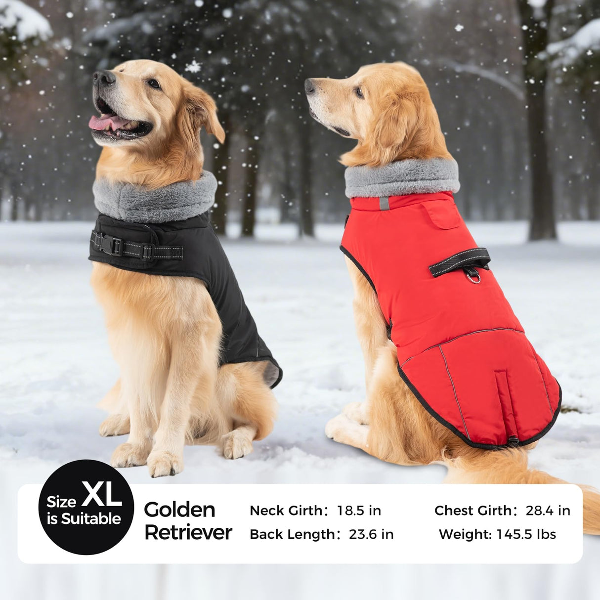 Mihachi Dog Coat for Small Dogs, Warm Dog Winter Coat Waterproof Dogs Jacket with Harness Built in Reflective Pet Fleece Vest, Puppy Cold Weather Coats Turtleneck & Windproof Dogs Snowsuit, Red S