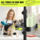 Adjustable Dog Grooming Arm for Table,Dog Grooming Arm with Clamp,32-47 Width&35 Height,Dog Grooming Table for Small Dog,Dog Grooming Station for Home Use Nail Trimming&Drying(Hammock Included)