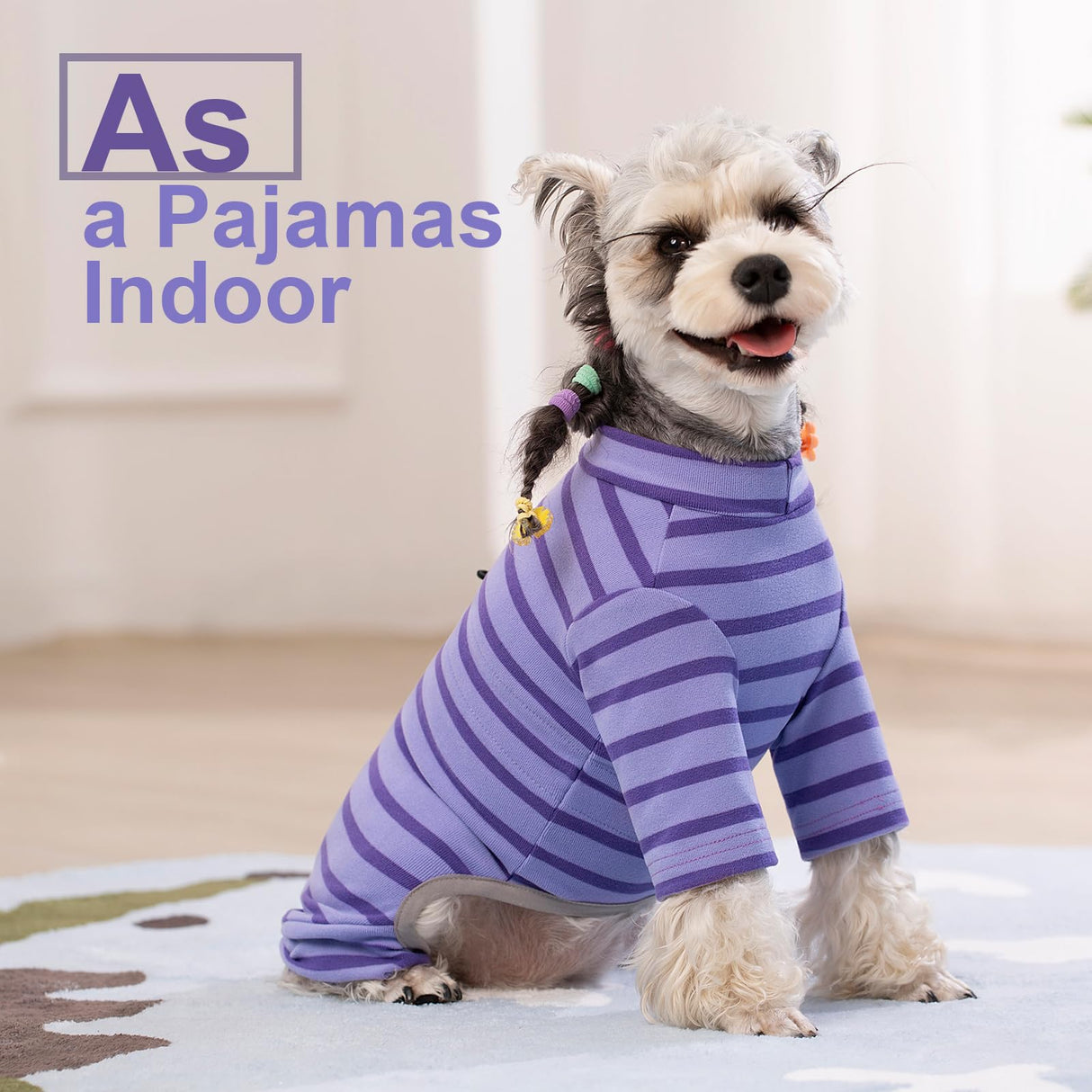 Winter Coat for Dogs - Warm Dralon Cold Weather Coat, Soft Fleece Jacket, Striped Pajamas with Drawstrings, Long Sleeves Jumpsuit Anti Hair Shedding, Reflective Onesie Clothes for Small Dogs