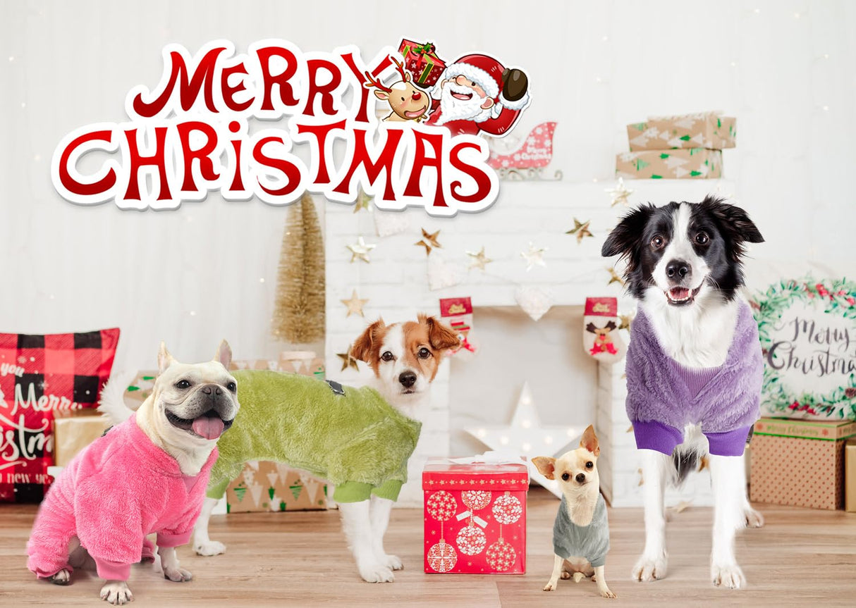 PAWCHIE Dog Fuzzy Velvet Pajamas,Dog Sweater Winter Cloth for Small Dogs Cat,Boy Girl,Pet Jumpsuit, Doggy Apparel for Teacup Yorkie Chihuahua,Green,SM