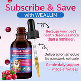 WEALLIN Cat & Dog Natural Urinary Tract Infection Treatment with Cranberry, Kidney, and Bladder Support Supplement, Support for Urinary Comfort & Bladder Flow – Pet Renal Care Support Drops