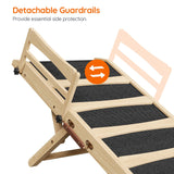 HOOBRO Dog Ramp for Bed, 15.7" Width Folding Pet Ramp with Guardrail and Non-Slip Mat, Dog Ramp for Couch, 4-Level Adjustable from 9.8" to 18.9", for Small Dogs, Natural and Black NB48PT03