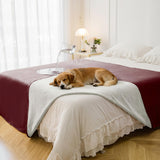 Tuffeel Waterproof Blanket for Bed King Size, Leak Proof Dog Couch Blankets Reversible, Pet Throw Sofa Furniture Protector Machine Washable-82 x108,Burgundy Red+Cream
