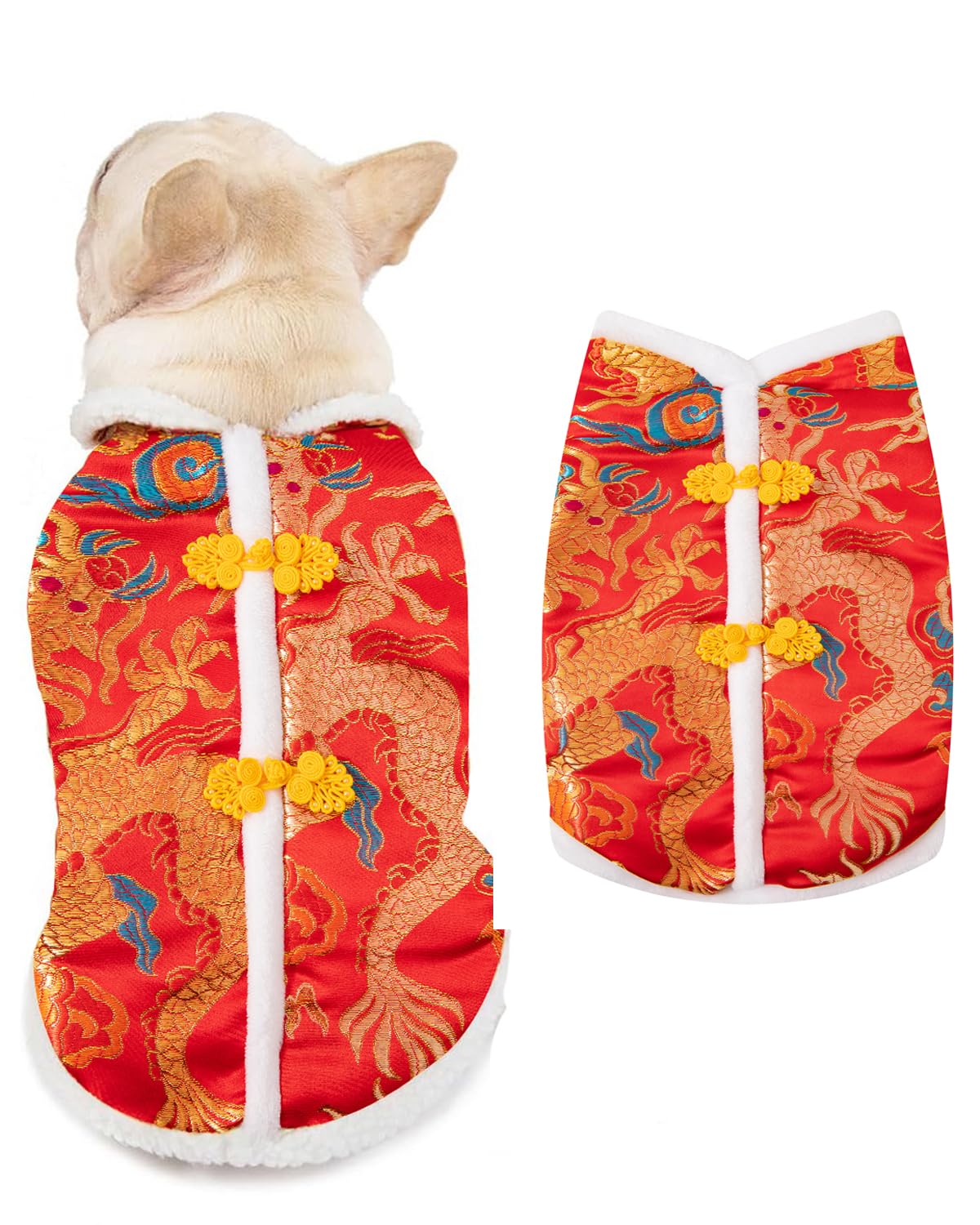New Year Dog Costume Chinese Spring Festival Pet Clothes Vest of The Tang Dynasty Coat (X-Large)